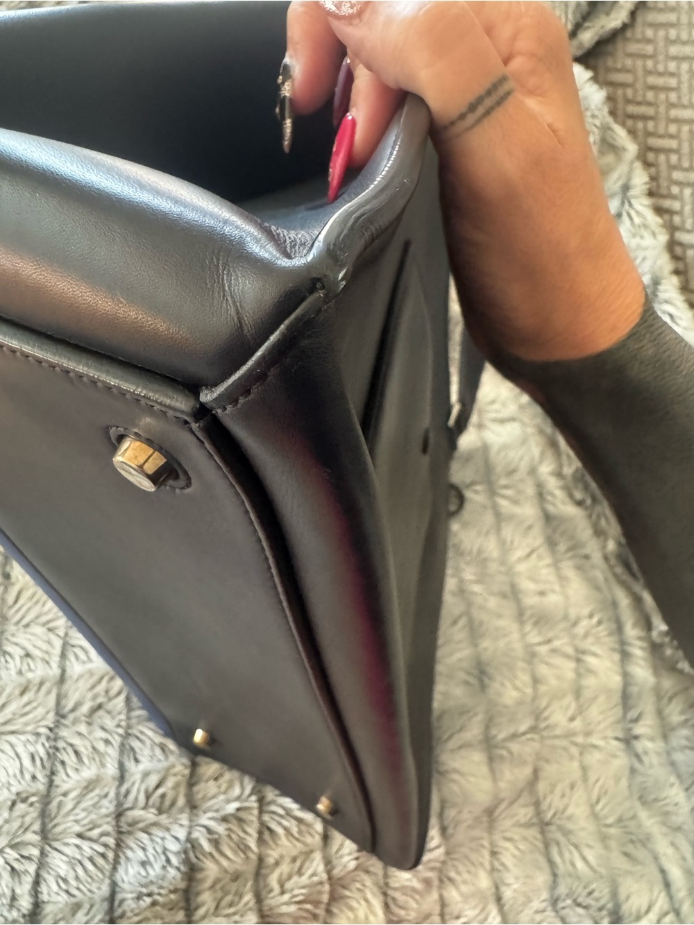 Authentic Celine Edge Bag - Blue/Black Leather - Picture 11 of 13